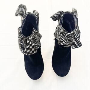 Lady Couture Venice Glitter Ruffle Hem Platform Round Toe Shoes Size 6